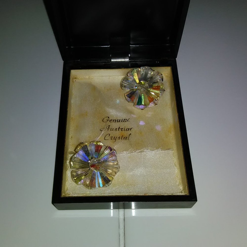 Vintage Austrian Crystal clip on earrings